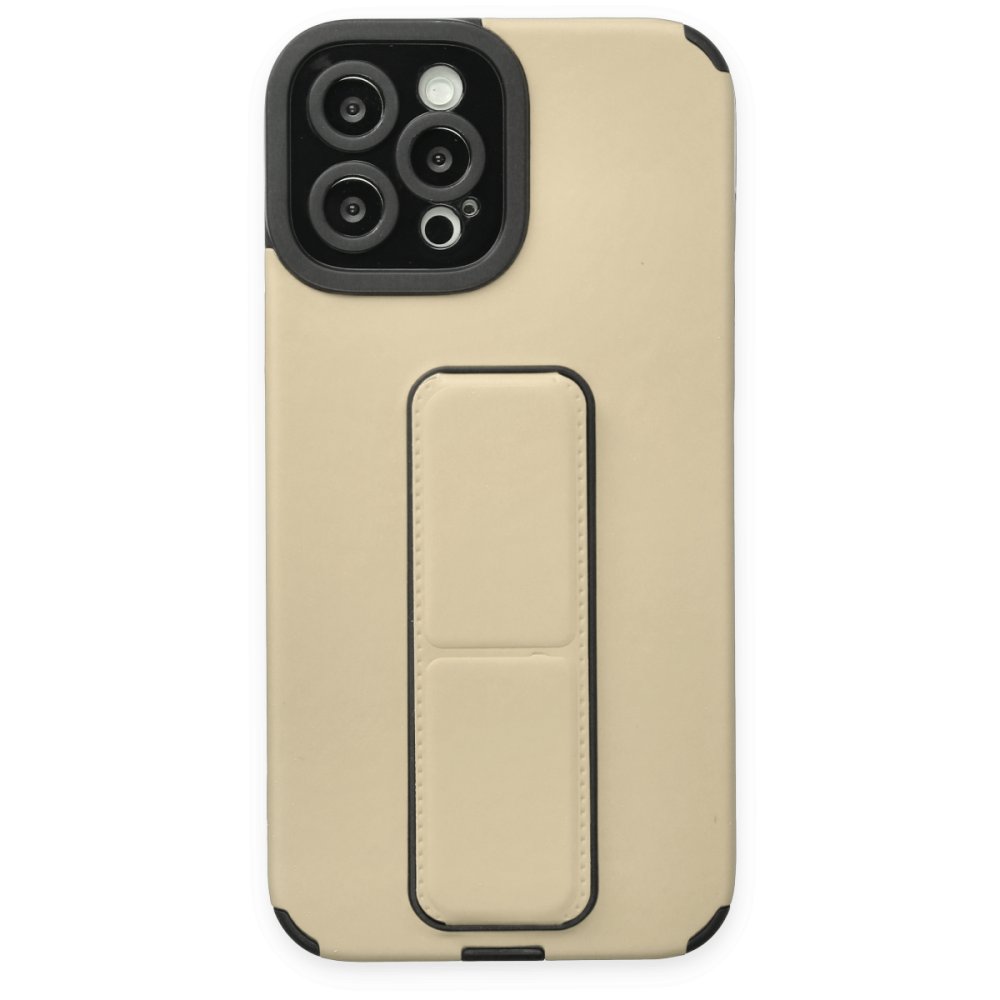  iPhone 12 Pro Max Kılıf Mega Standlı Silikon - Gold
