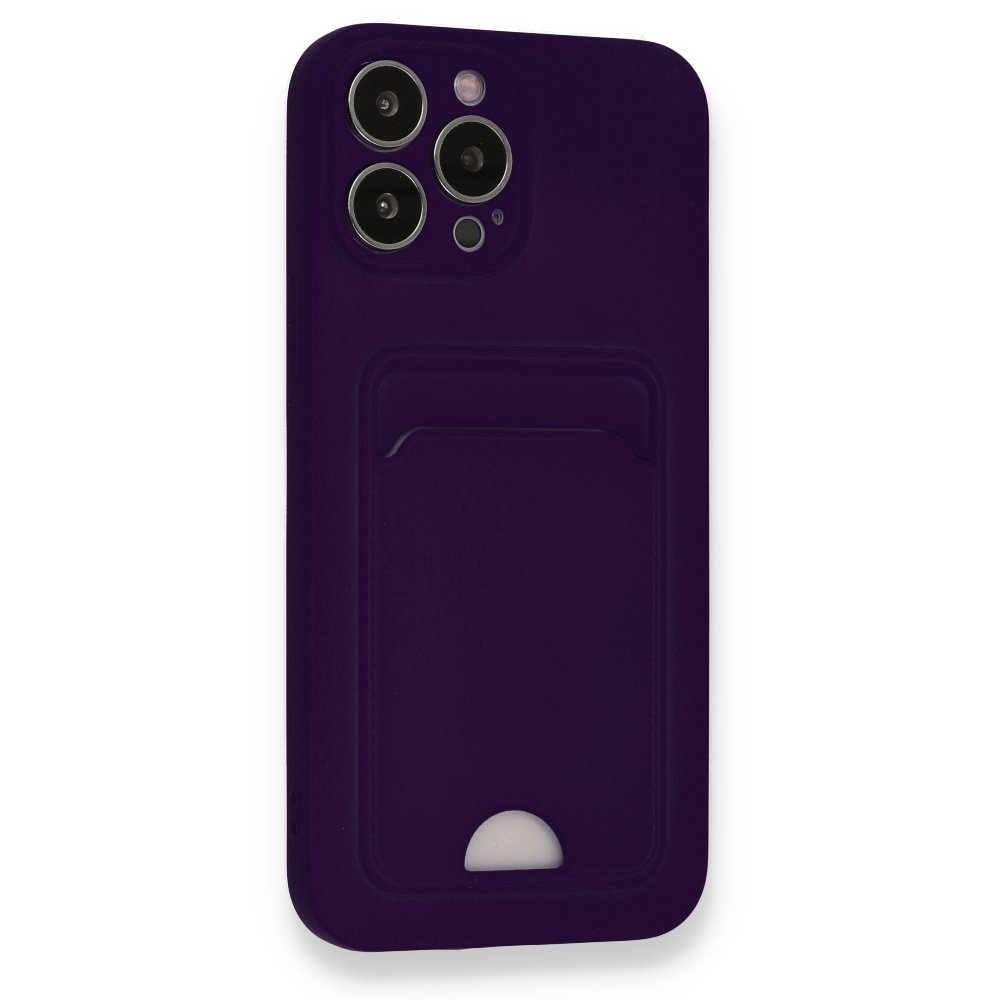  iPhone 12 Pro Max Kılıf Kelvin Kartvizitli Silikon - Derin Mor