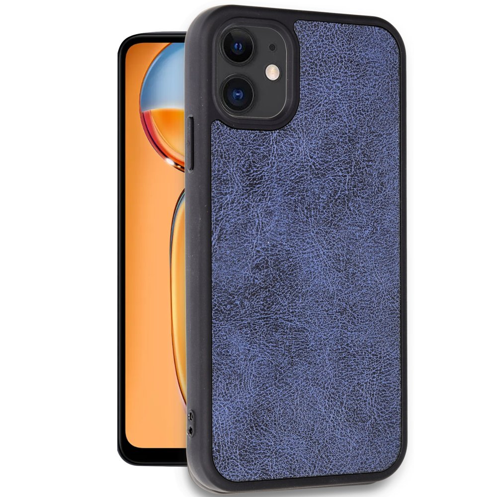  iPhone 11 Kılıf Aras Deri Kapak - Lacivert