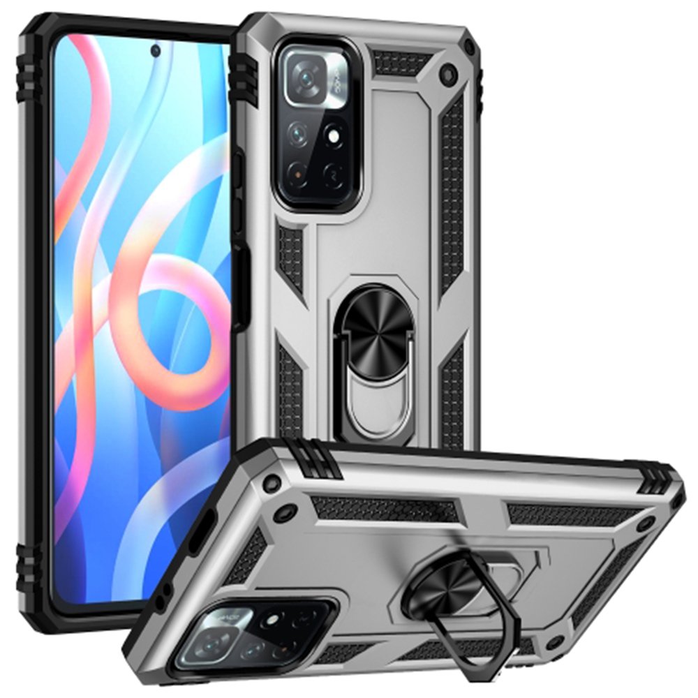  Xiaomi Poco M4 Pro 5G Kılıf Sofya Yüzüklü Silikon Kapak - Gümüş