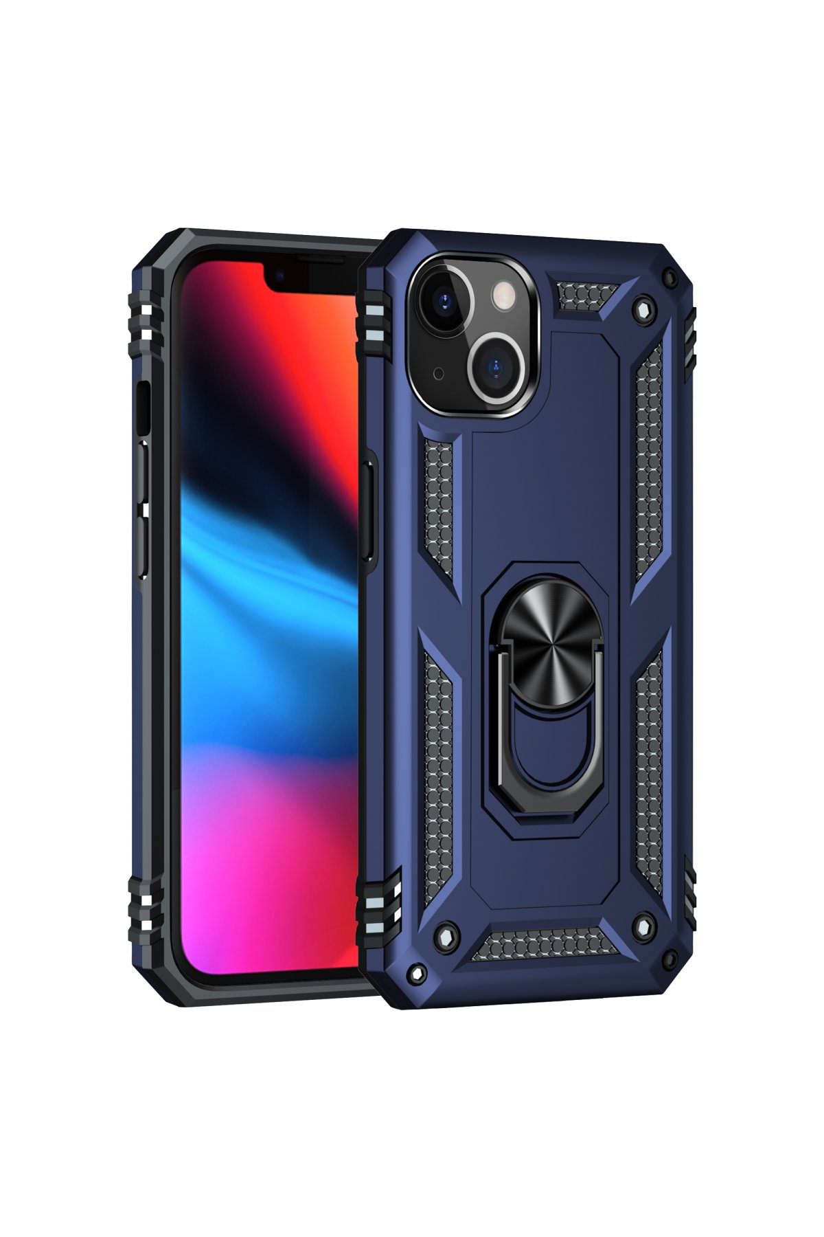 iPhone 14 Plus Kılıf Sofya Yüzüklü Silikon Kapak - Lacivert iPhone 14 Plus Kılıf Sofya Yüzüklü Silikon Kapak - Lacivert