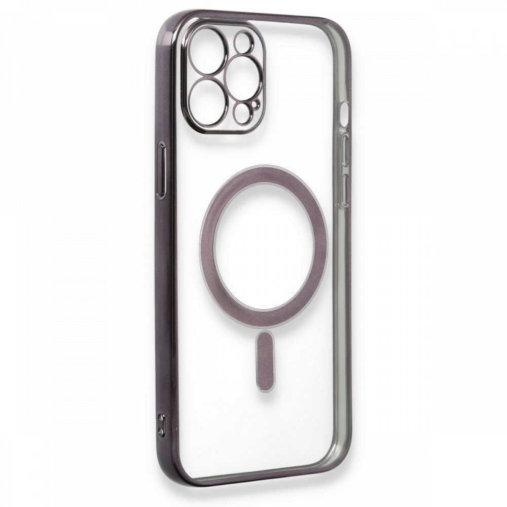  iPhone 12 Pro Max Kılıf Magneticsafe Lazer Silikon - Siyah