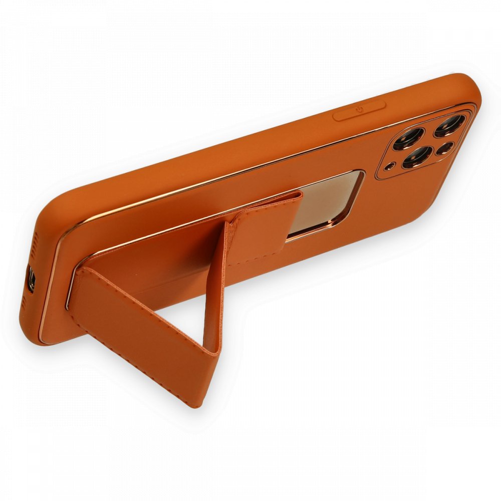 iPhone 11 Pro Kılıf Coco Deri Standlı Kapak - Turuncu iPhone 11 Pro Kılıf Coco Deri Standlı Kapak - Turuncu
