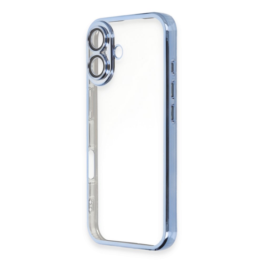  iPhone 16 Plus Kılıf Razer Lensli Silikon - Açık Mavi