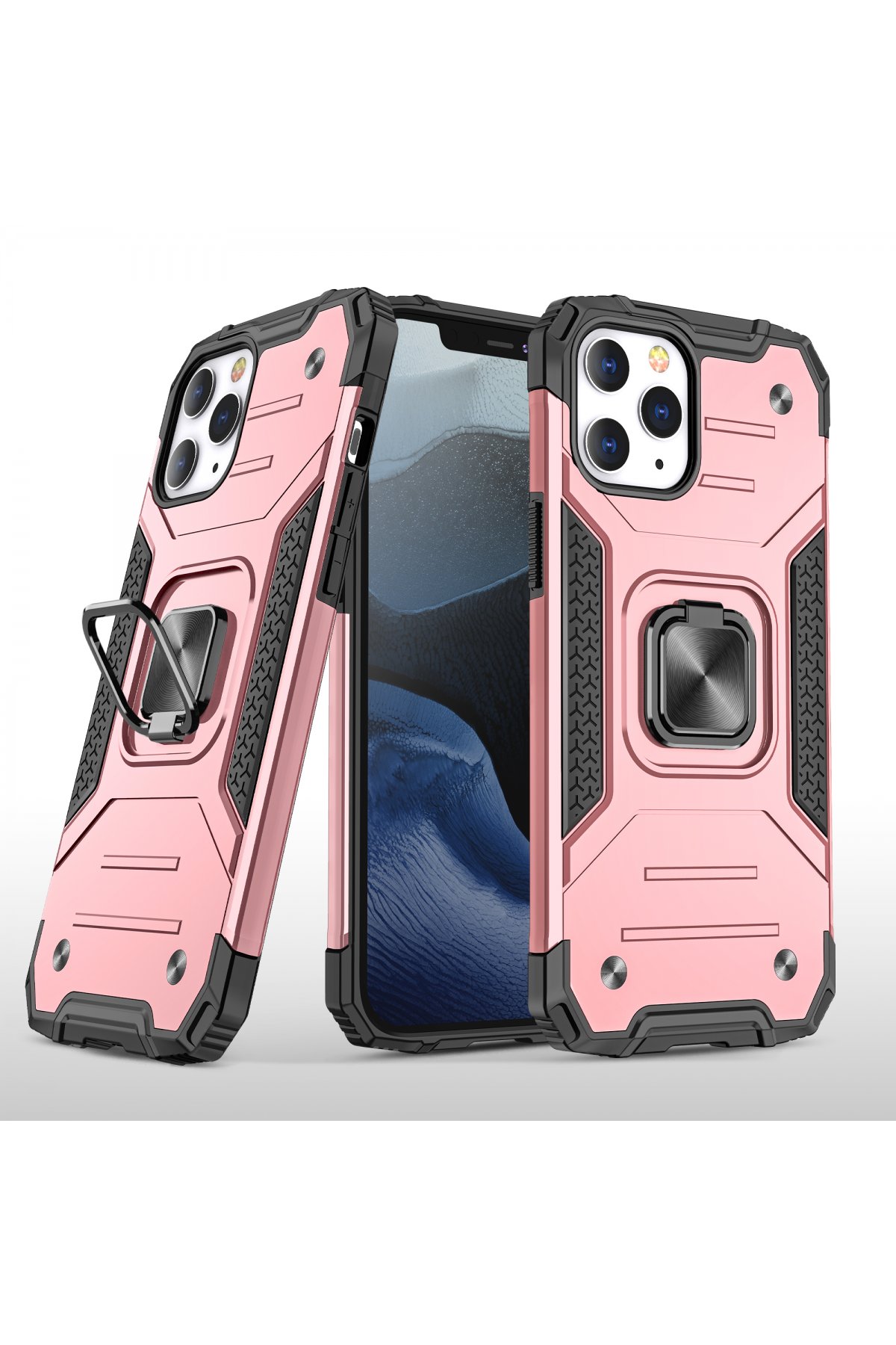  iPhone 12 Pro Max Kılıf Zegna Yüzüklü Silikon Kapak - Rose