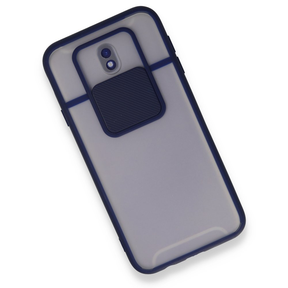  Samsung Galaxy J7 Pro / J730 Kılıf Palm Buzlu Kamera Sürgülü Silikon - Lacivert