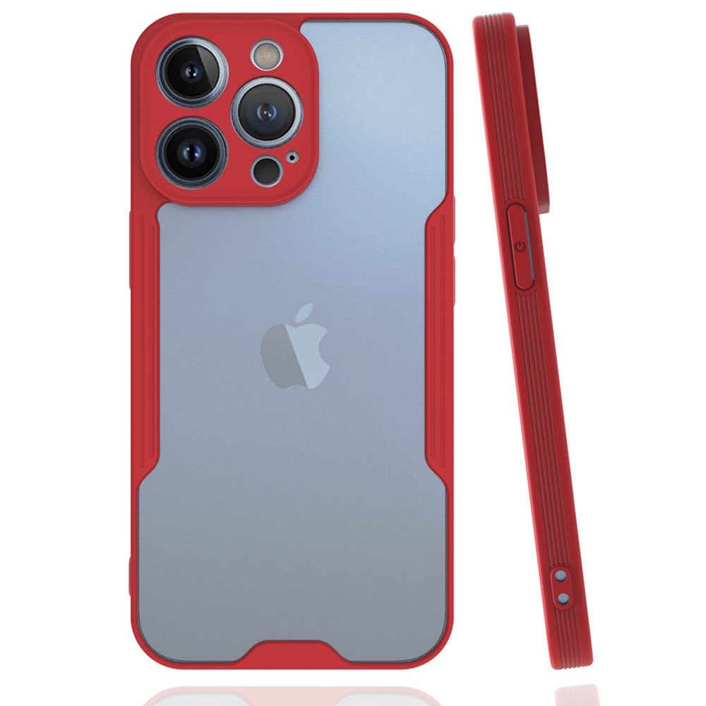  iPhone 14 Pro Max Kılıf Platin Silikon - Kırmızı