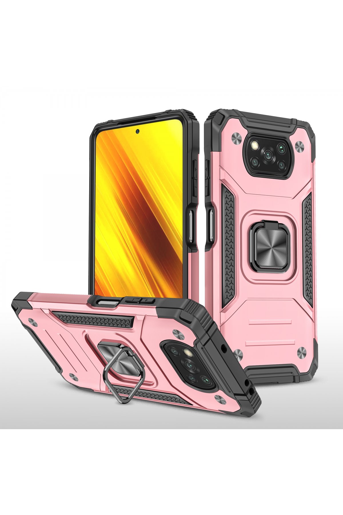  Xiaomi Pocophone X3 Kılıf Zegna Yüzüklü Silikon Kapak - Rose