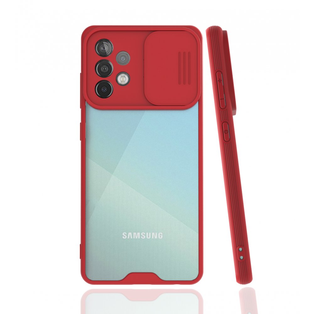  Samsung Galaxy A72 Kılıf Platin Kamera Koruma Silikon - Kırmızı