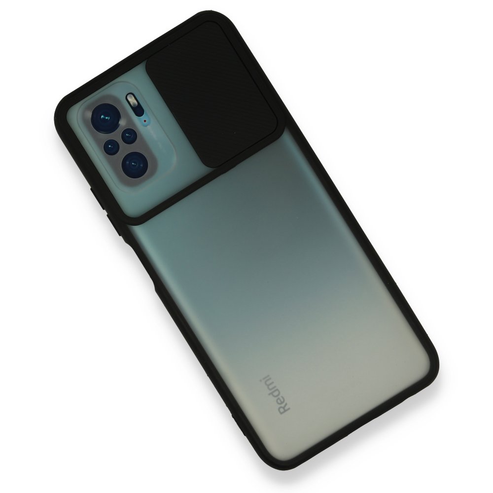 Redmi Note 10S Kılıf Palm Buzlu Kamera Sürgülü Silikon - Siyah