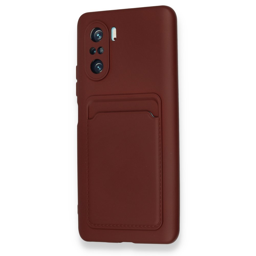 Redmi K40 Kılıf Kelvin Kartvizitli Silikon - Bordo