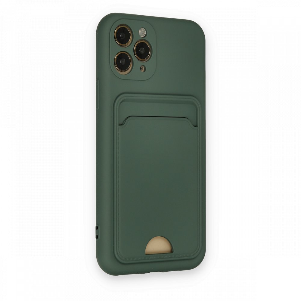 iPhone 11 Pro Kılıf Kelvin Kartvizitli Silikon - Koyu Yeşil