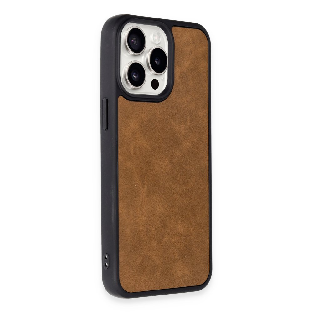 iPhone 15 Pro Max Kılıf Aras Deri Kapak - Taba iPhone 15 Pro Max Kılıf Aras Deri Kapak - Taba