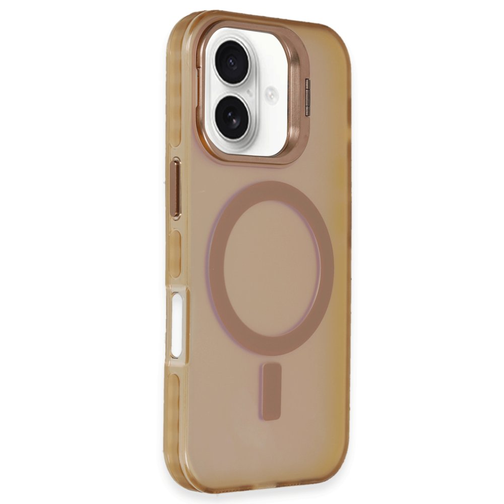iPhone 16 Plus Kılıf Primera Magsafe Standlı Kapak - Gold  iPhone 16 Plus Kılıf Primera Magsafe Standlı Kapak - Gold
