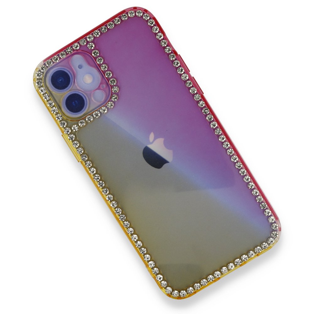 iPhone 12 Kılıf İmaj Silikon - Sarı-Pembe iPhone 12 Kılıf İmaj Silikon - Sarı-Pembe