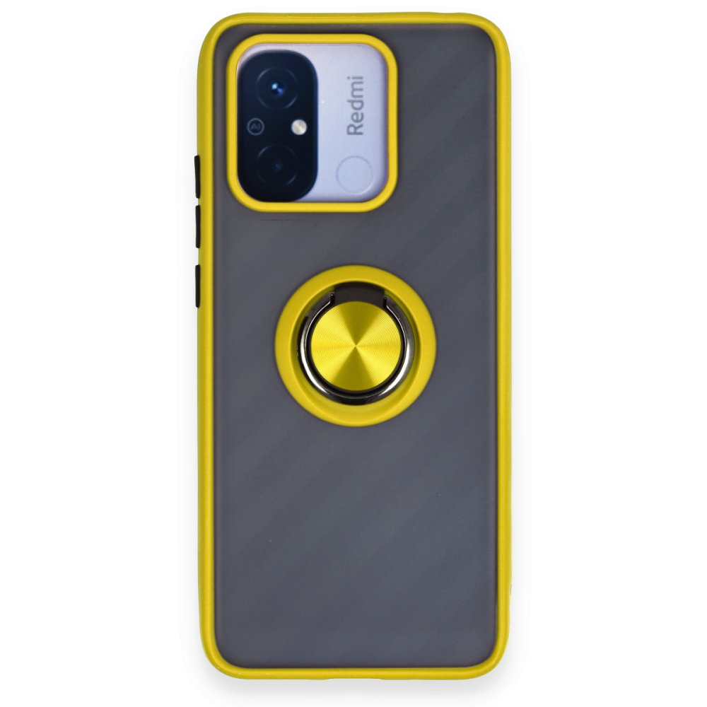 Redmi 12C Kılıf Montreal Yüzüklü Silikon Kapak - Sarı