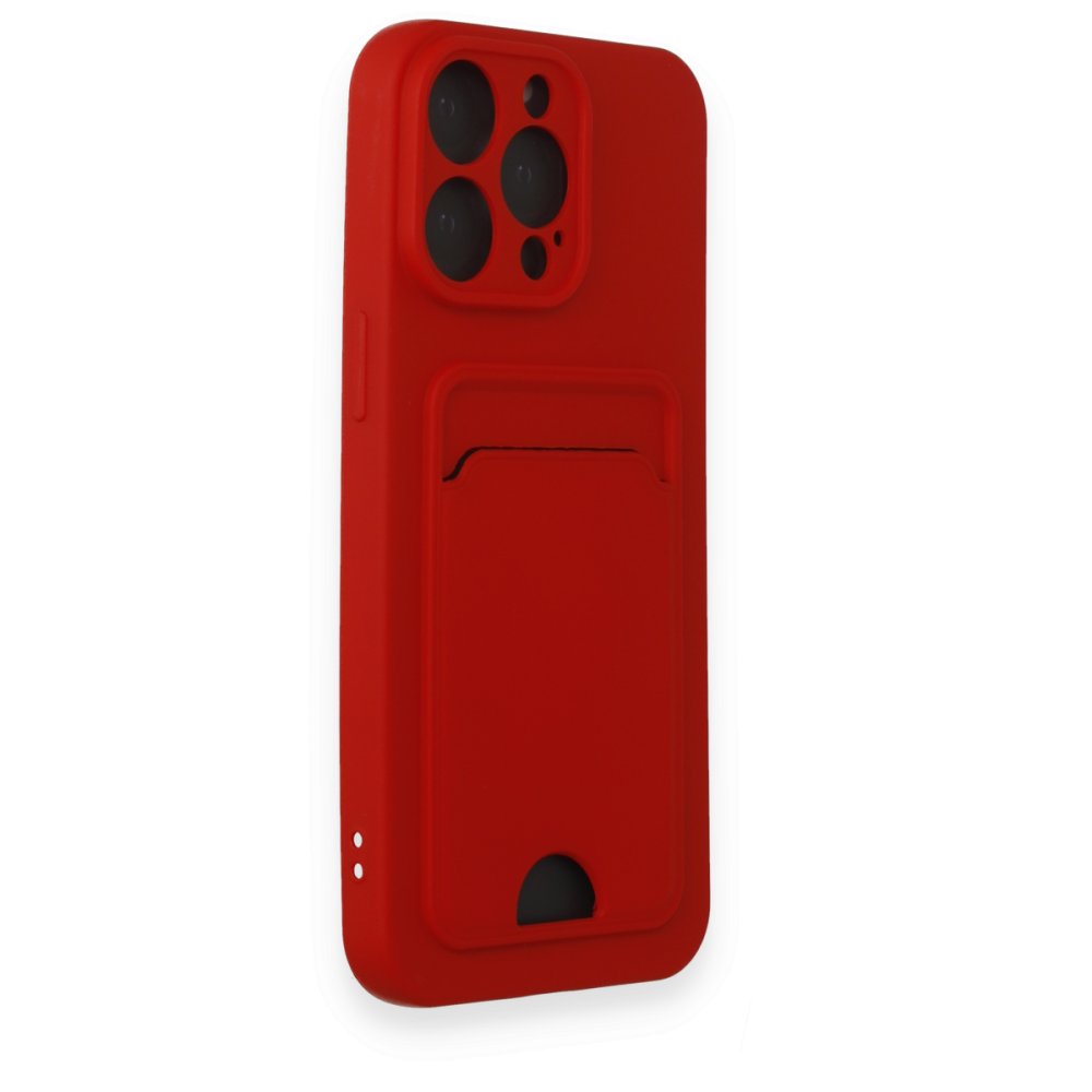  iPhone 15 Pro Max Kılıf Kelvin Kartvizitli Silikon - Kırmızı