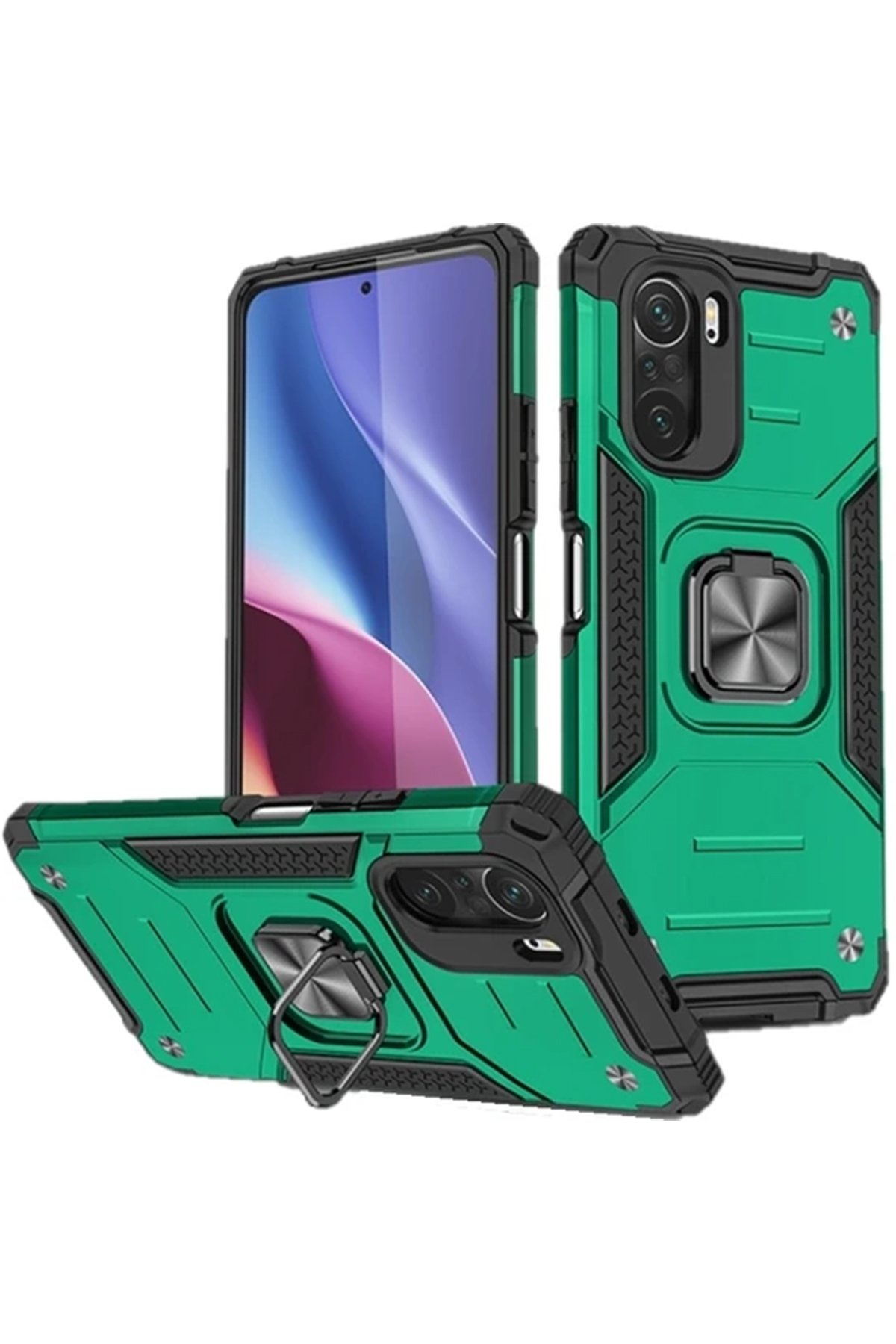  Xiaomi Mi 11i Kılıf Zegna Yüzüklü Silikon Kapak - Koyu Yeşil