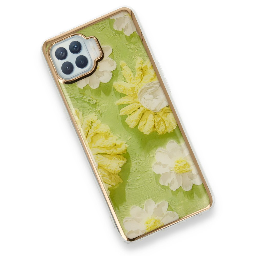 Oppo Reno 4 Lite Kılıf Çiçekli Silikon - Yeşil Oppo Reno 4 Lite Kılıf Çiçekli Silikon - Yeşil