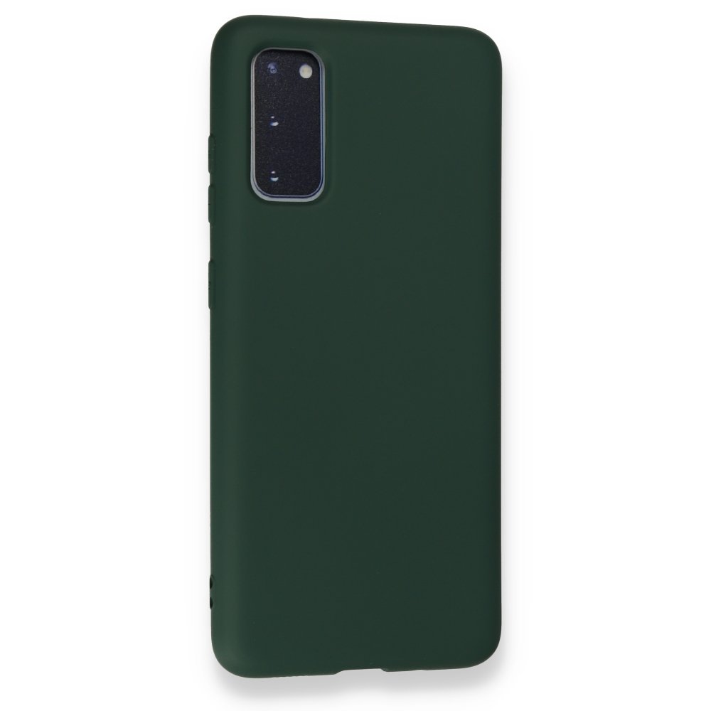  Samsung Galaxy S20 Kılıf Nano içi Kadife Silikon - Koyu Yeşil