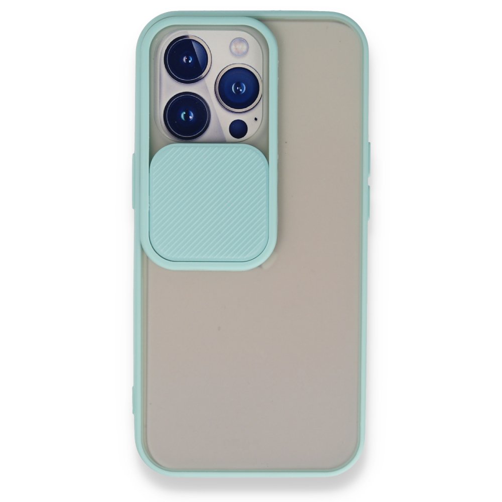  iPhone 13 Pro Kılıf Palm Buzlu Kamera Sürgülü Silikon - Turkuaz