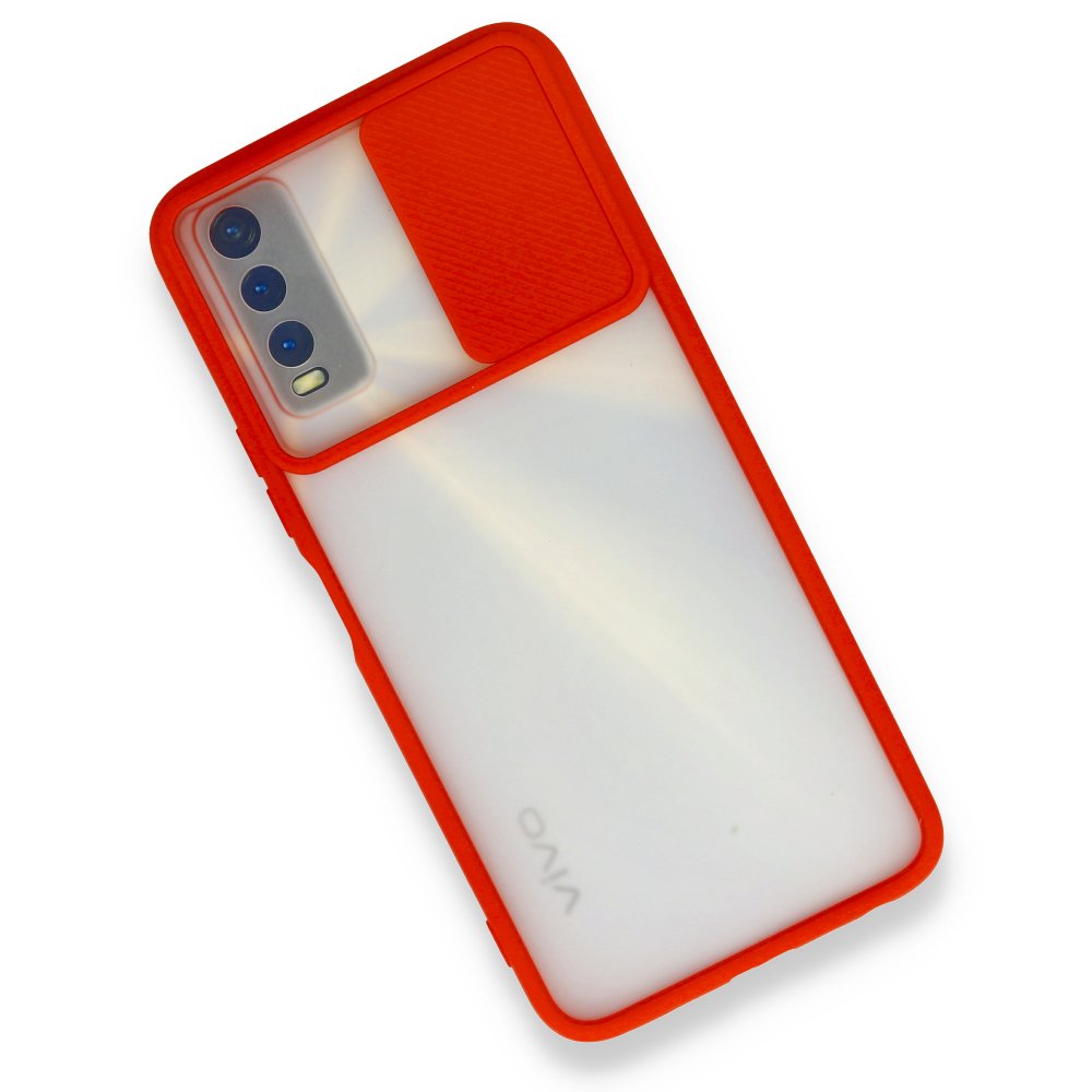 Vivo Y20 Kılıf Palm Buzlu Kamera Sürgülü Silikon - Kırmızı  Vivo Y20 Kılıf Palm Buzlu Kamera Sürgülü Silikon - Kırmızı