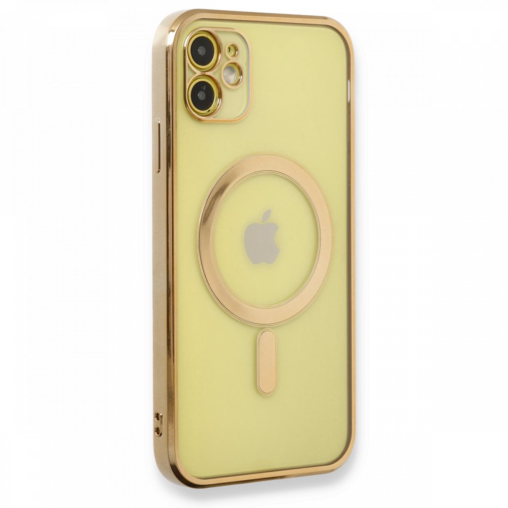 iPhone 12 Kılıf Magneticsafe Lazer Silikon - Gold iPhone 12 Kılıf Magneticsafe Lazer Silikon - Gold