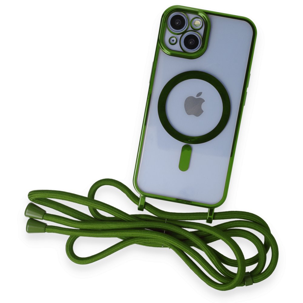 iPhone 14 Kılıf Divo Lazer Askılı Magsafe Kapak - Koyu Yeşil iPhone 14 Kılıf Divo Lazer Askılı Magsafe Kapak - Koyu Yeşil