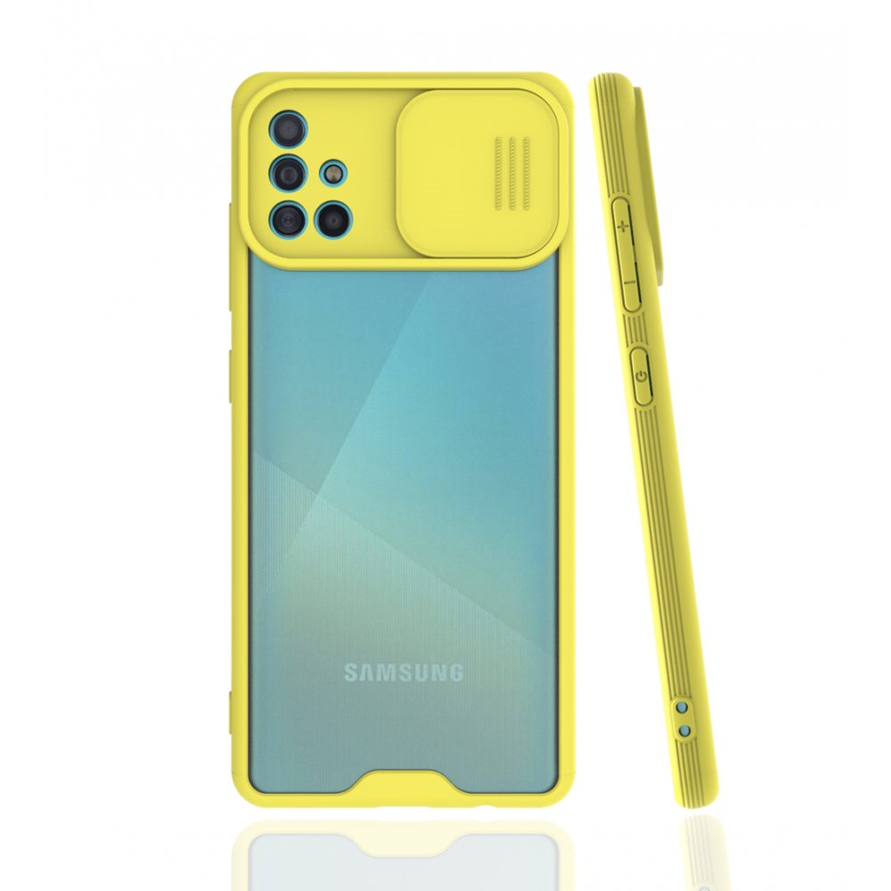  Samsung Galaxy A51 Kılıf Platin Kamera Koruma Silikon - Sarı
