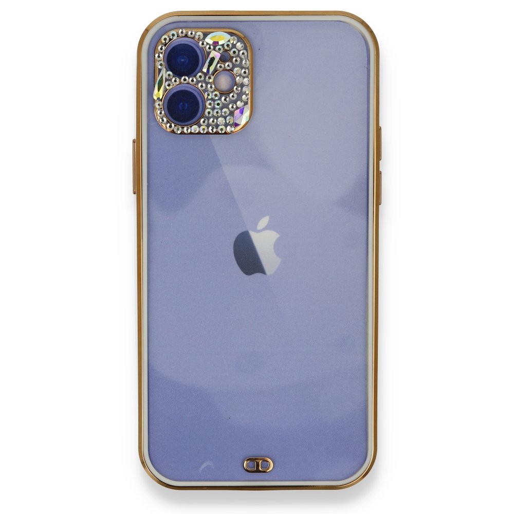  iPhone 12 Kılıf Liva Taşlı Silikon - Beyaz