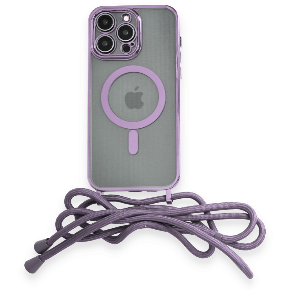 iPhone 12 Pro Kılıf Divo Lazer Askılı Magsafe Kapak - Lila iPhone 12 Pro Kılıf Divo Lazer Askılı Magsafe Kapak - Lila