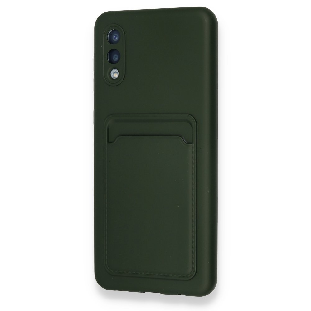  Samsung Galaxy A02 Kılıf Kelvin Kartvizitli Silikon - Koyu Yeşil
