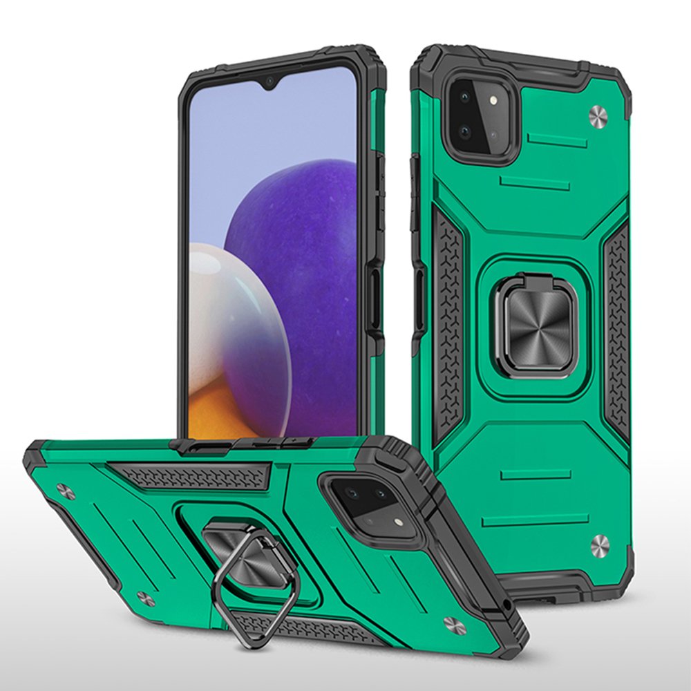  Samsung Galaxy M32 Kılıf Zegna Yüzüklü Silikon Kapak - Koyu Yeşil