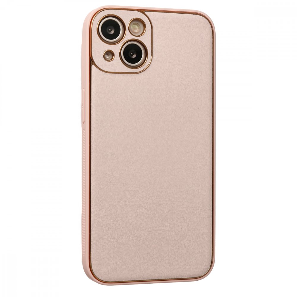 iPhone 13 Kılıf Coco Deri Silikon Kapak - Pudra iPhone 13 Kılıf Coco Deri Silikon Kapak - Pudra