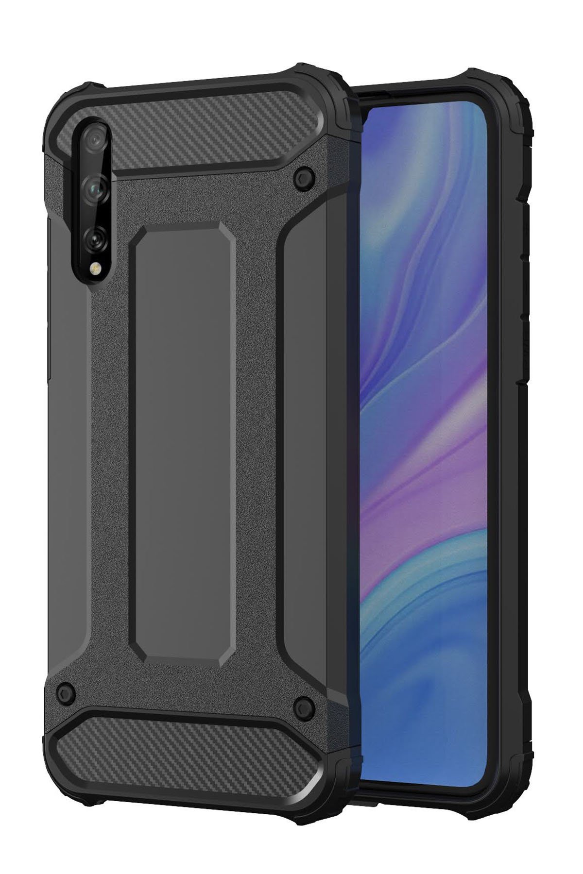 Huawei P Smart S Kılıf Tank Silikon Kapak - Siyah Huawei P Smart S Kılıf Tank Silikon Kapak - Siyah