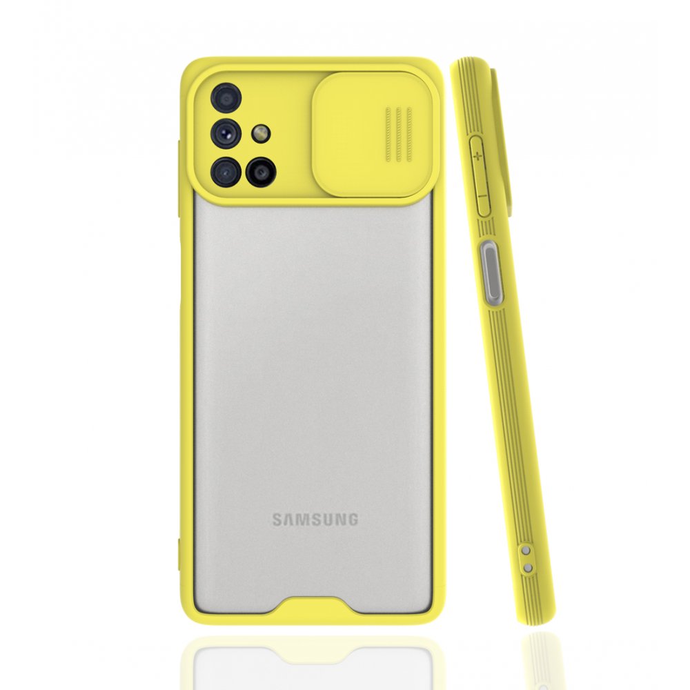  Samsung Galaxy M31S Kılıf Platin Kamera Koruma Silikon - Sarı