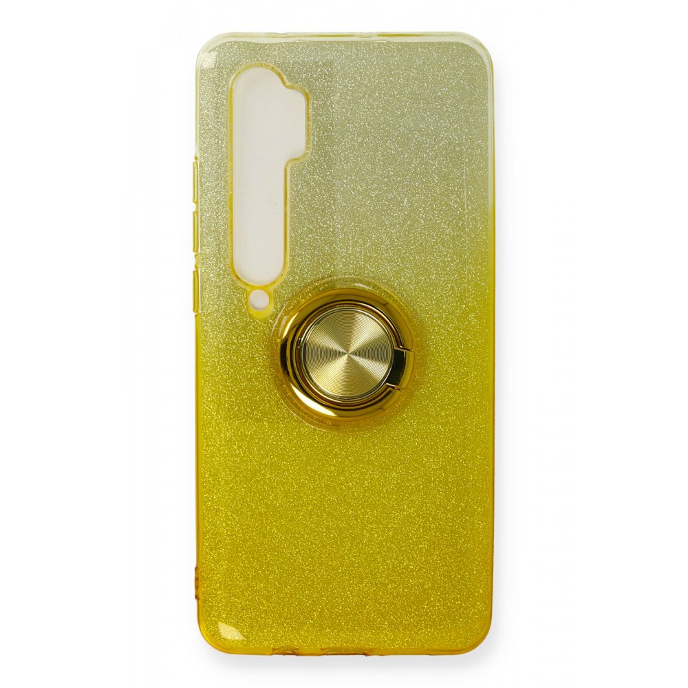  Xiaomi Mi Note 10 Lite Kılıf Simli Yüzüklü Silikon - Sarı