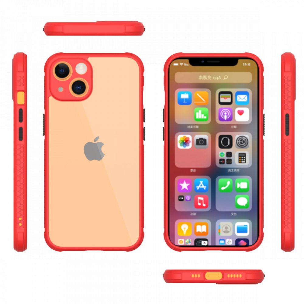 iPhone 13 Mini Kılıf Miami Şeffaf Silikon - Kırmızı iPhone 13 Mini Kılıf Miami Şeffaf Silikon - Kırmızı