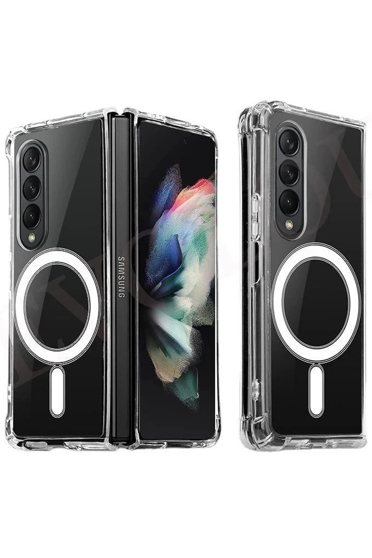  Samsung Galaxy Z Fold 4 Kılıf Magneticsafe Şeffaf Silikon - Şeffaf