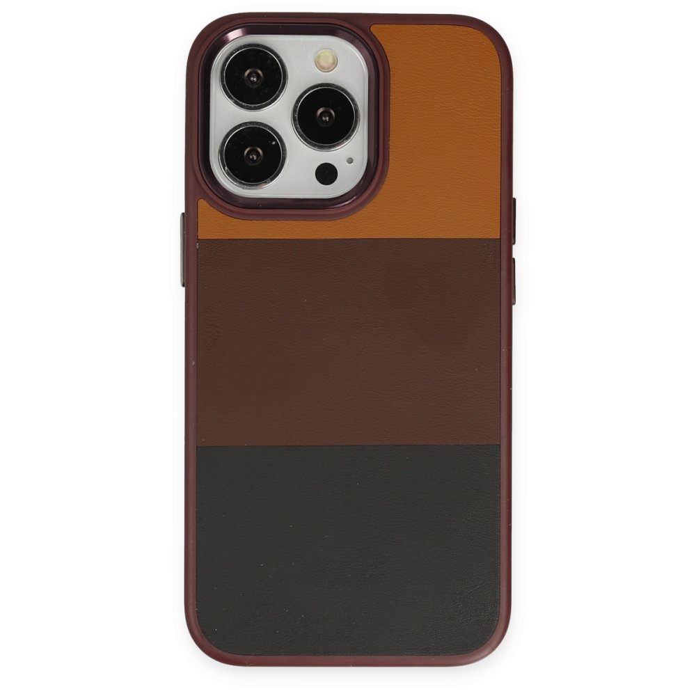  iPhone 14 Pro Max Kılıf King Kapak - Bordo-Siyah