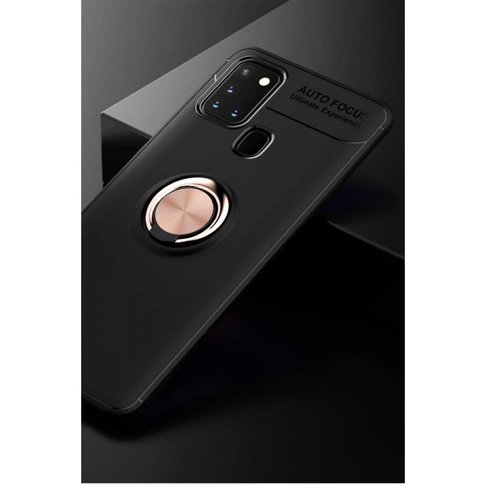  Samsung Galaxy M31 Kılıf Range Yüzüklü Silikon - Siyah-Gold