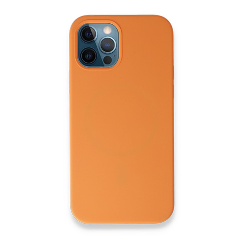 iPhone 12 Kılıf Magneticsafe Lansman Silikon Kapak - Koyu Turuncu