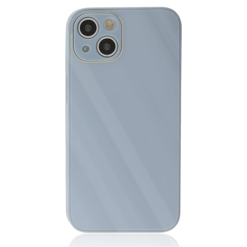 iPhone 14 Plus Kılıf Glass Kapak - Sky Blue iPhone 14 Plus Kılıf Glass Kapak - Sky Blue