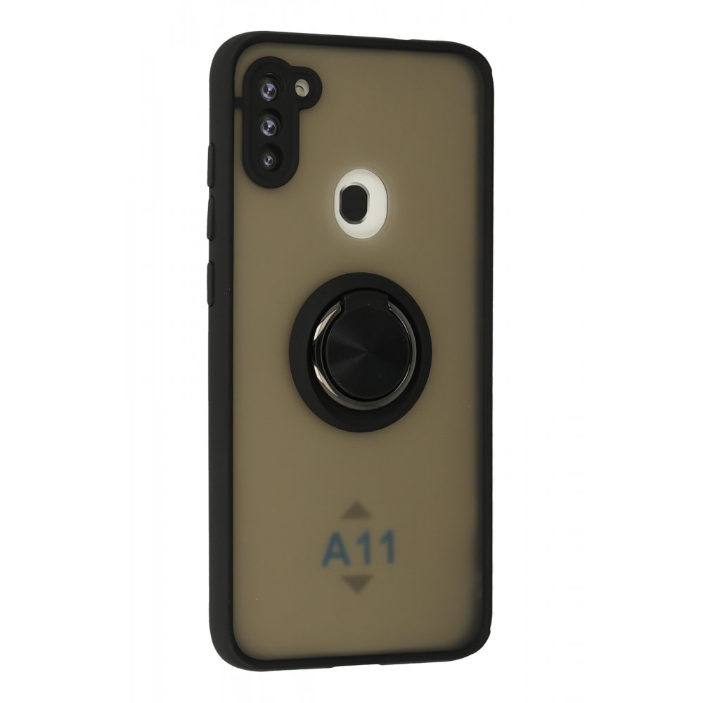  Samsung Galaxy M11 Kılıf Montreal Yüzüklü Silikon Kapak - Siyah