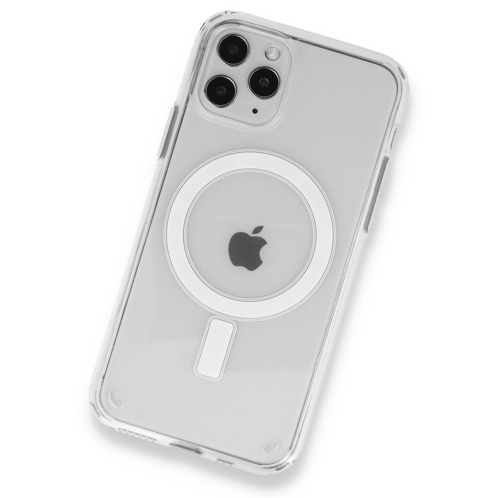  iPhone 11 Pro Max Kılıf Magneticsafe Şeffaf Silikon - Şeffaf