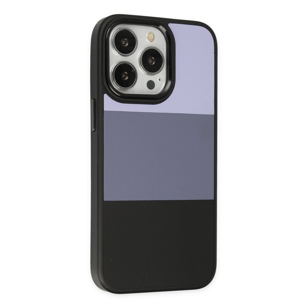  iPhone 13 Pro Kılıf King Kapak - Lila-Siyah