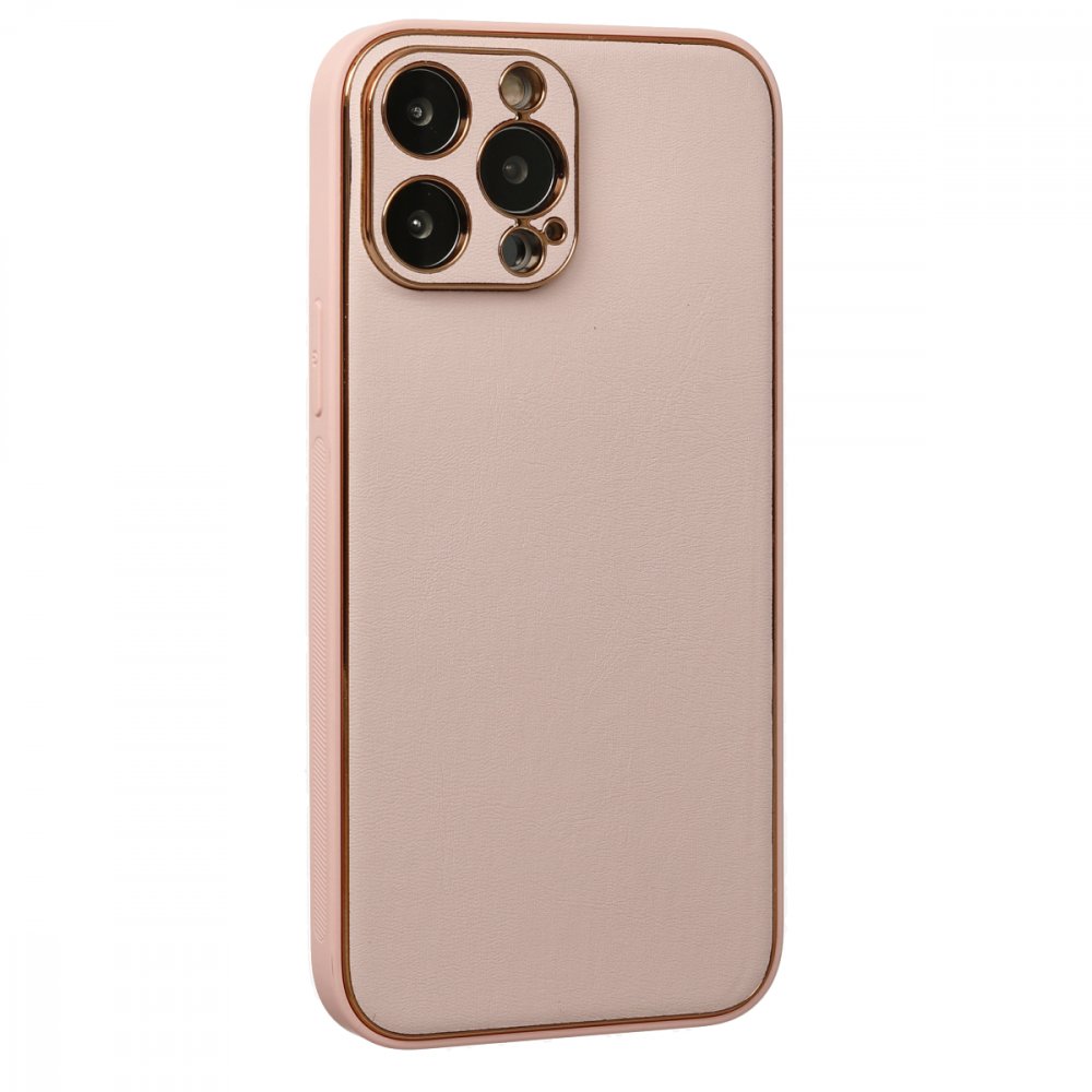 iPhone 13 Pro Kılıf Coco Deri Silikon Kapak - Pudra