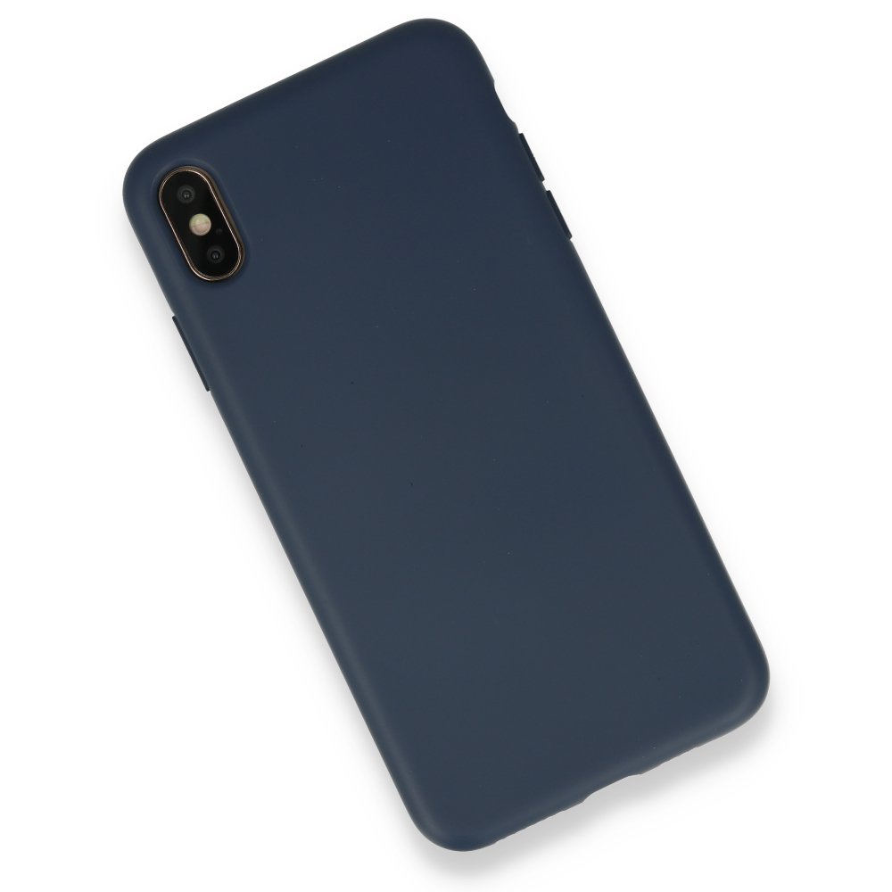 iPhone XS Max Kılıf Nano içi Kadife Silikon - Lacivert  iPhone XS Max Kılıf Nano içi Kadife Silikon - Lacivert