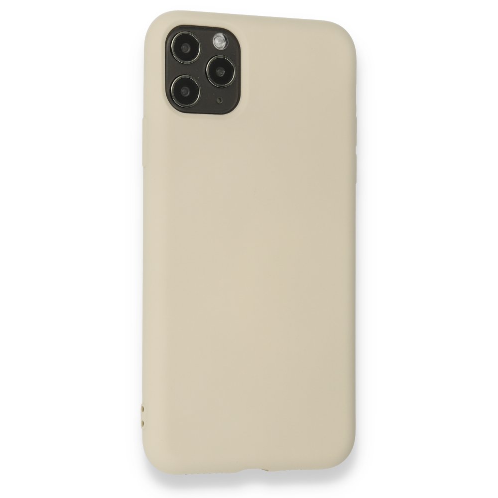  iPhone 11 Pro Max Kılıf Nano içi Kadife Silikon - Bej