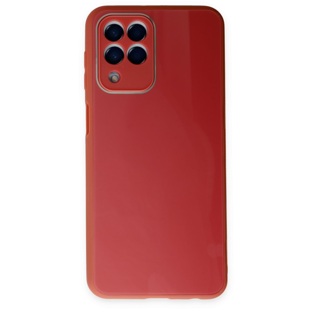  Samsung Galaxy M33 Kılıf Glass Kapak - Bordo